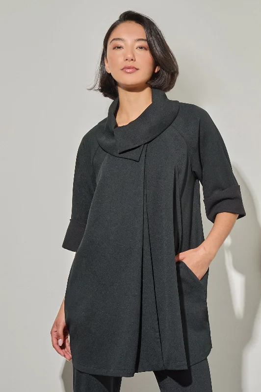 Plus Size Stretch Deco Crepe Envelope Collar Jacket