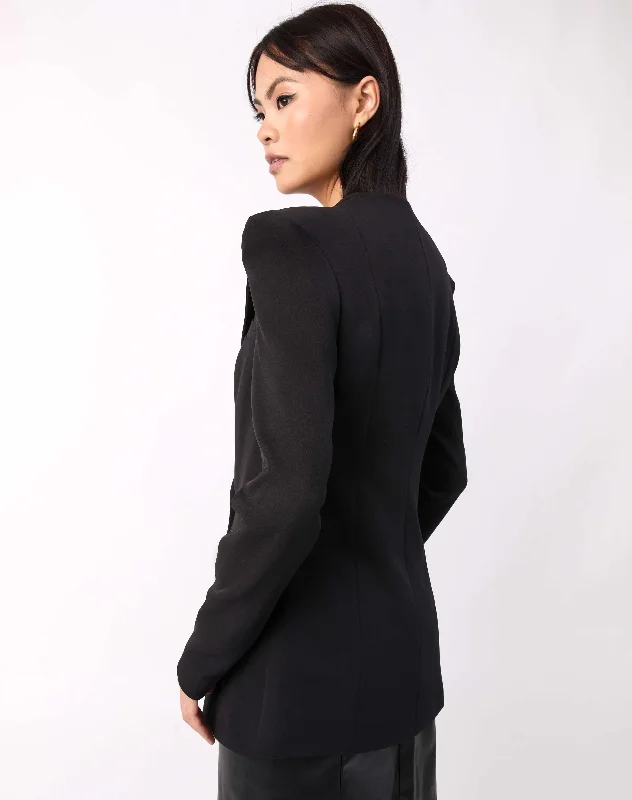 Double Breasted Blazer in Black | Quinn