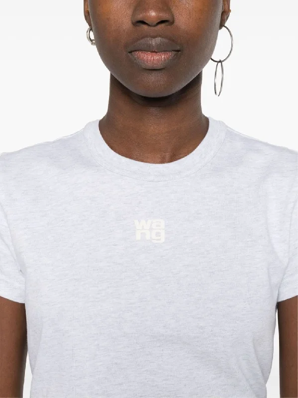 T BY ALEXANDER WANG Women Essential JSY Shrunk Tee W/Puff Logo & Bound Neck