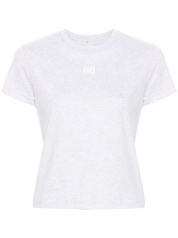 T BY ALEXANDER WANG Women Essential JSY Shrunk Tee W/Puff Logo & Bound Neck