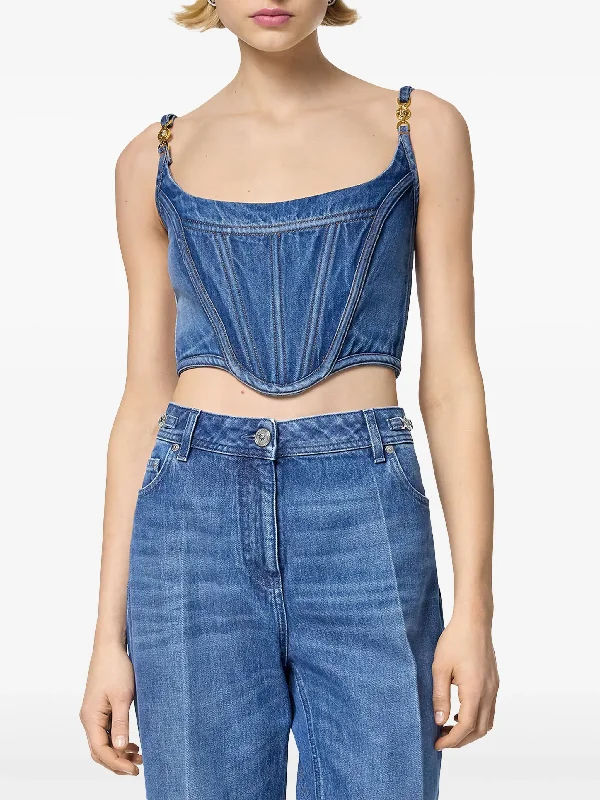 VERSACE Women Stone Wash Denim Top