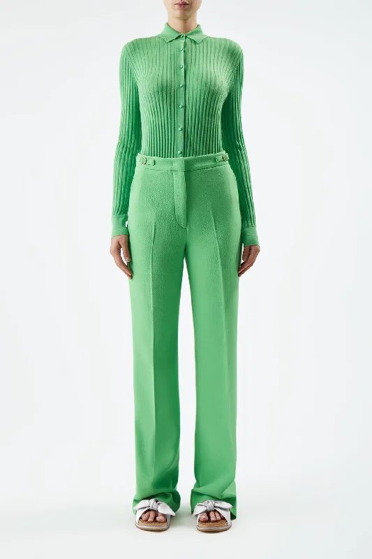 Vesta Pant in Fluorescent Green Virgin Wool Crepe