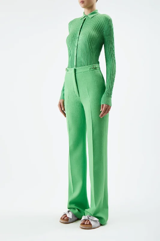 Vesta Pant in Fluorescent Green Virgin Wool Crepe