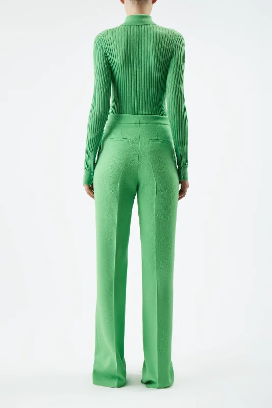 Vesta Pant in Fluorescent Green Virgin Wool Crepe