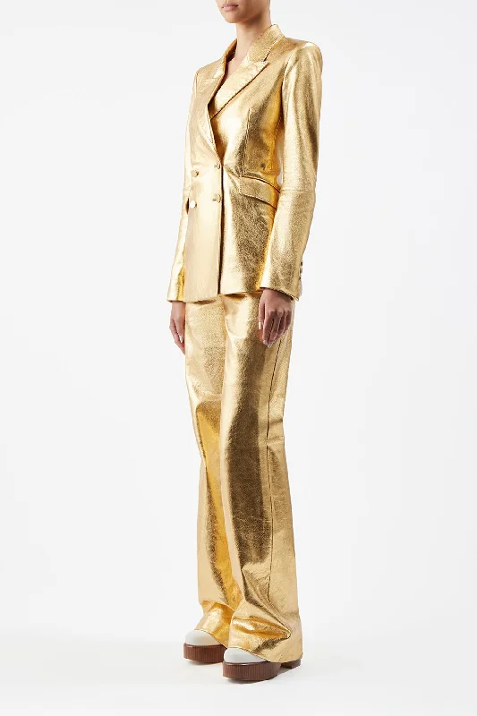 Vesta Pant in Gold Metallic Nappa Leather