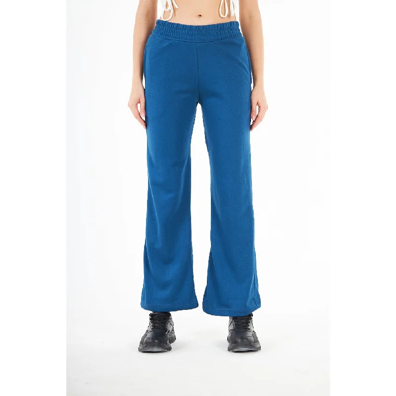 Teal Blue Wide Leg High Trousers