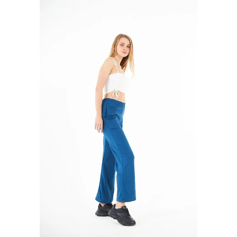 Teal Blue Wide Leg High Trousers