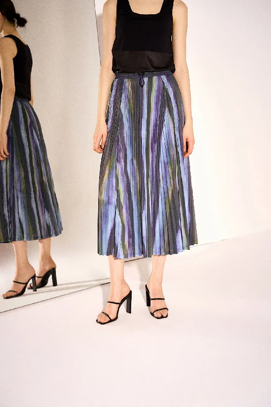 Alpha Pleated Drawstring Midi Skirt with Side Pockets