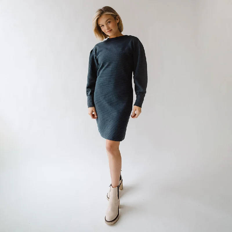 Atlas Ribbed Sweater Dress, Navy