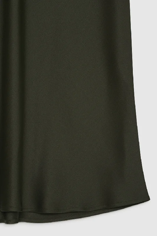 Bar Silk Skirt - Dark Olive