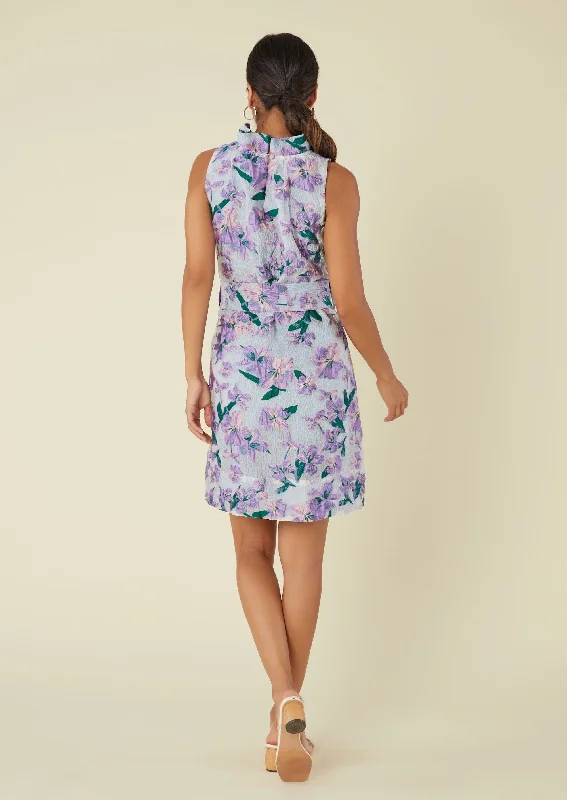 Betty Ruffle Neck Dress Organza Bloom