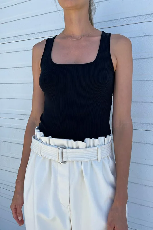 Black Vintage Ribbed Square Neck Tank (Sold Out)