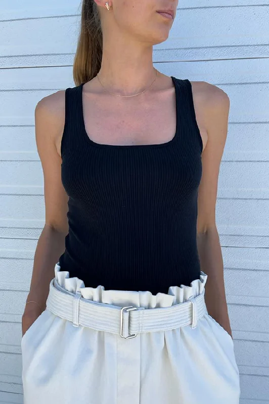 Black Vintage Ribbed Square Neck Tank (Sold Out)