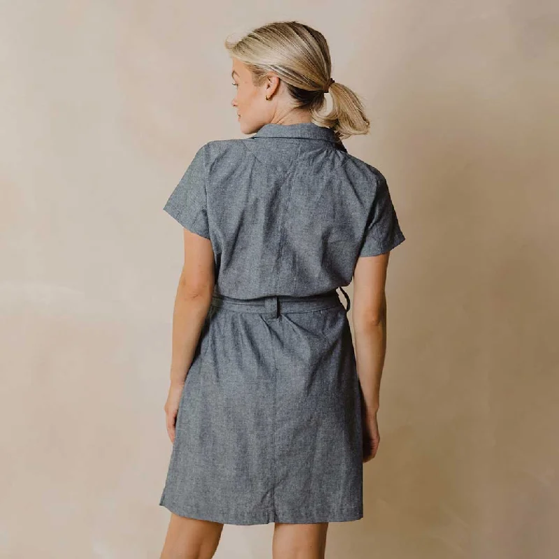 Cape Cod Zip-Up Dress, Chambray Black