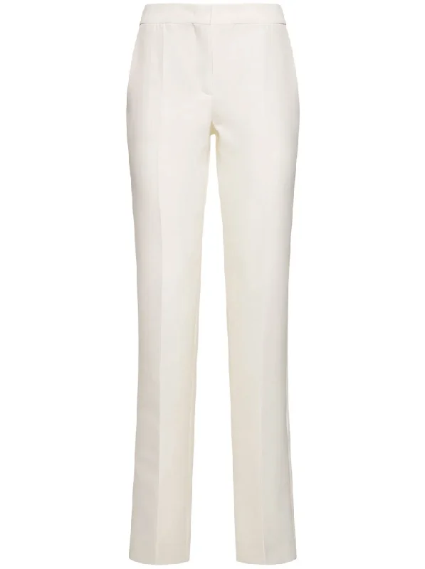 Cotton duchesse straight pants in white