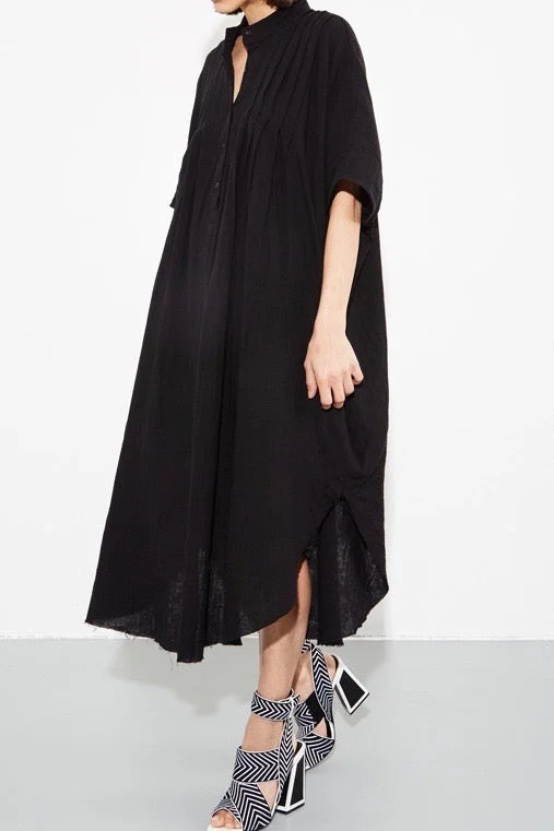 OAK Pintuck Maxi Dress - Black