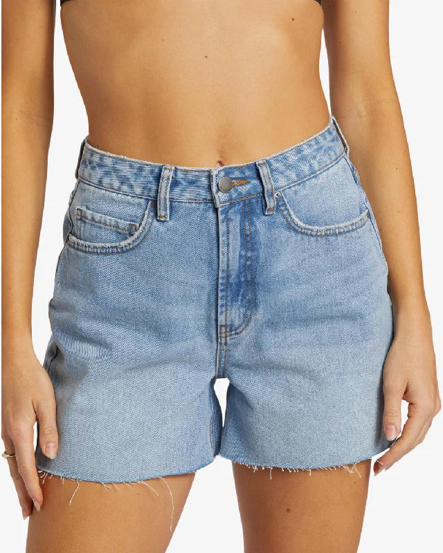 Riley Cut-Off Denim Shorts - Faded Indigo Fray