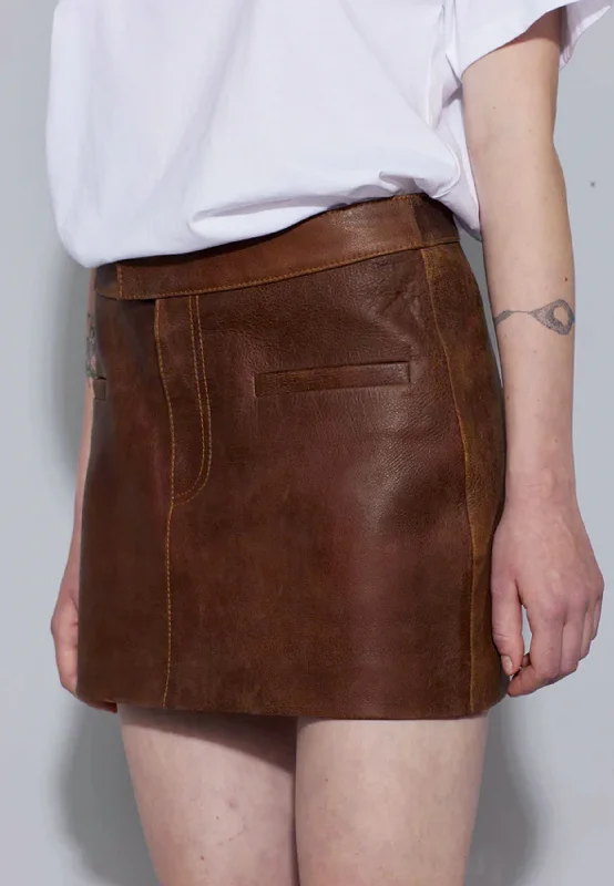 Rocky Leather Skirt - Used Brown