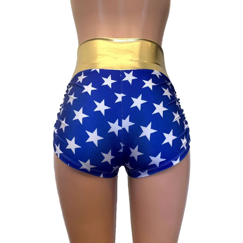 Ruched Booty Shorts - Wonder Woman