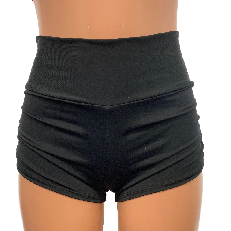 Ruched High Waist Booty Shorts - Athletic Spandex