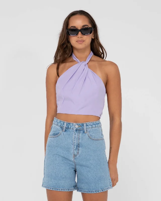 Rusty Harlet Twisted Halter Crop Top