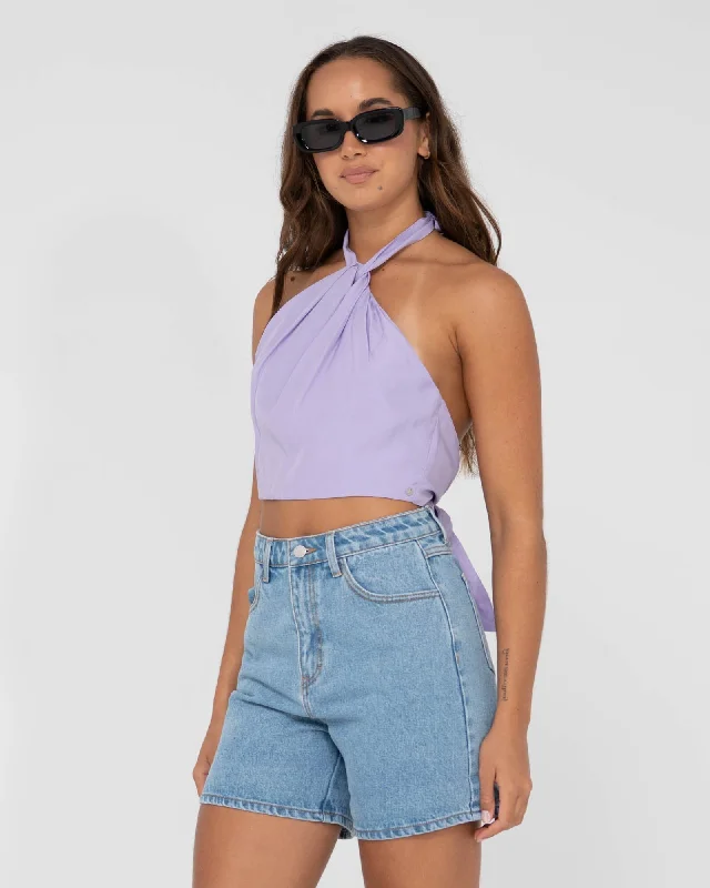 Rusty Harlet Twisted Halter Crop Top