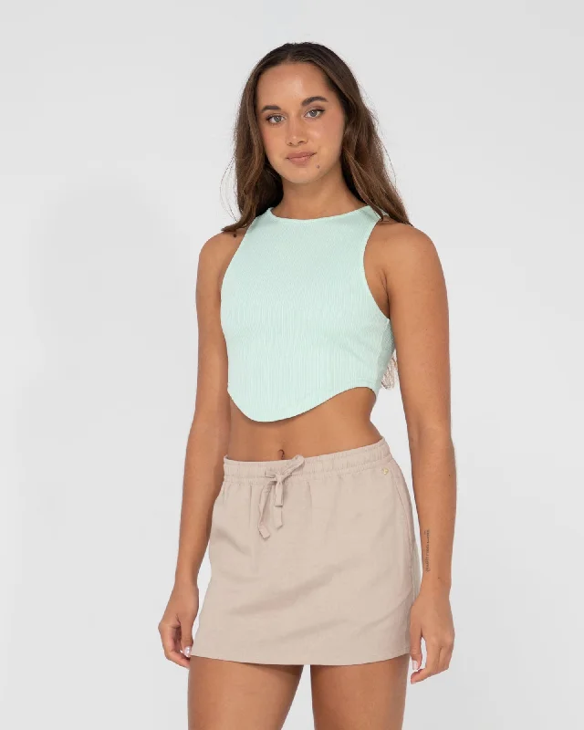 Rusty Lucy Curved Crop Tank