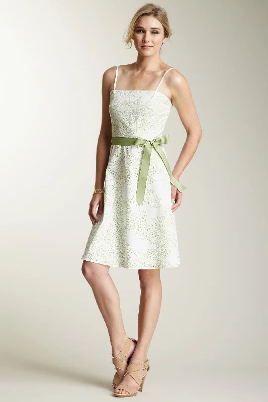 Spaghetti Dress - Green Eyelet