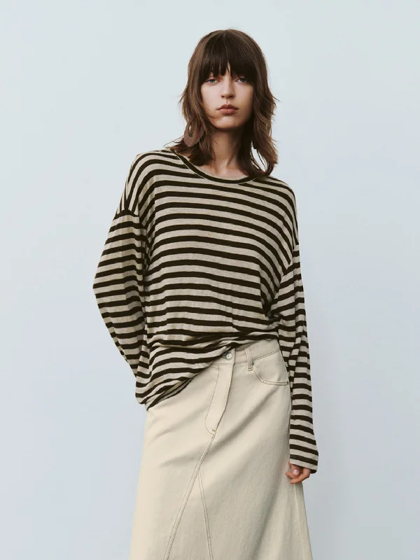 Striped Crew Neck Loose T-Shirt