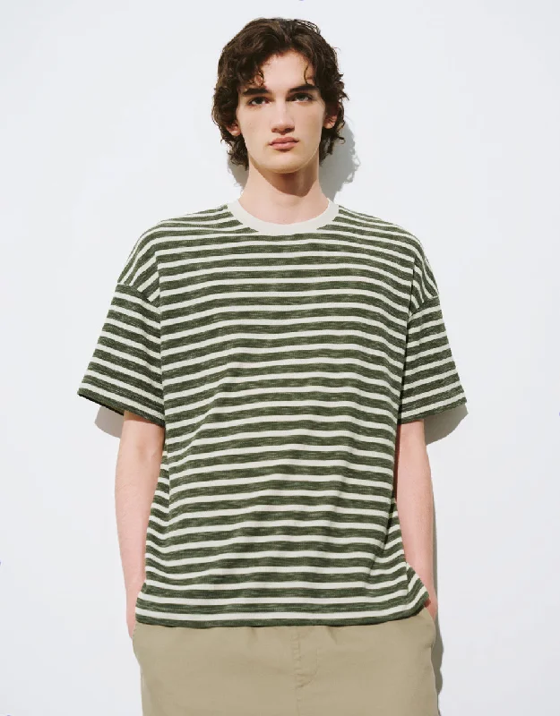 Striped Crew Neck Straight T-Shirt