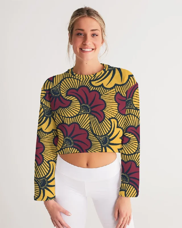 AKH African Fleurs Rouges Women's Cropped Sweatshirt