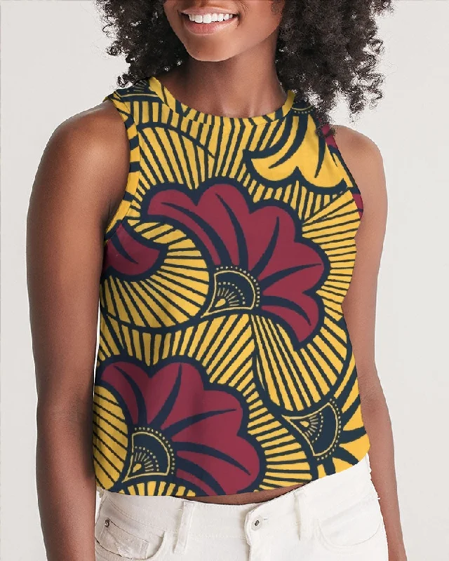 AKH African Fleurs Rouges Women's Cropped Tank