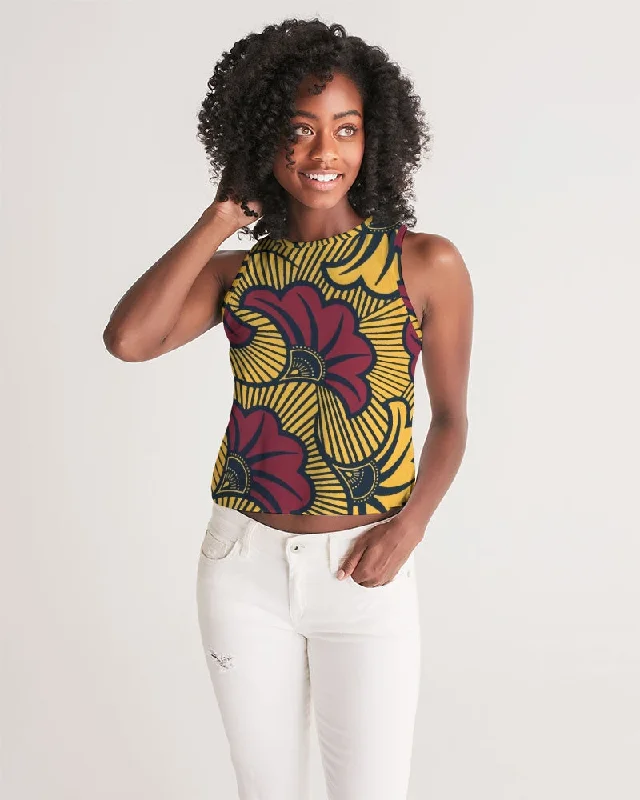 AKH African Fleurs Rouges Women's Cropped Tank