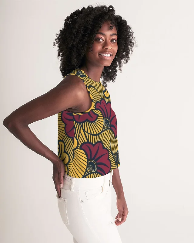 AKH African Fleurs Rouges Women's Cropped Tank