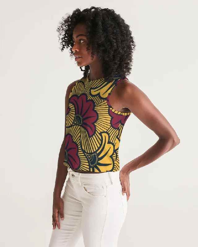 AKH African Fleurs Rouges Women's Cropped Tank