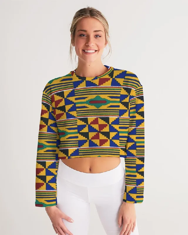 AKH African Kente Cloth Women's Cropped Sweatshirt