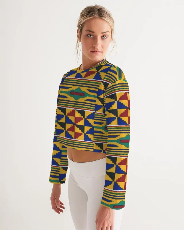 AKH African Kente Cloth Women's Cropped Sweatshirt