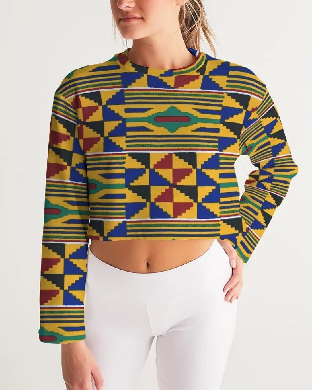 AKH African Kente Cloth Women's Cropped Sweatshirt