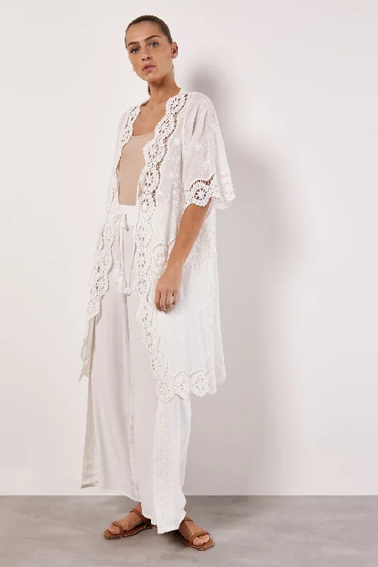 Apricot Lace Embroidered Cotton Cover Up