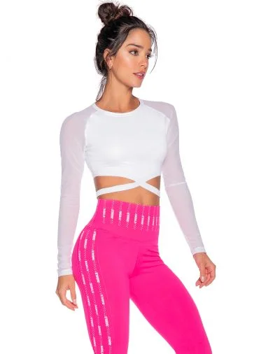 Babalu 9760 Crop Long Sleeve Top with Band