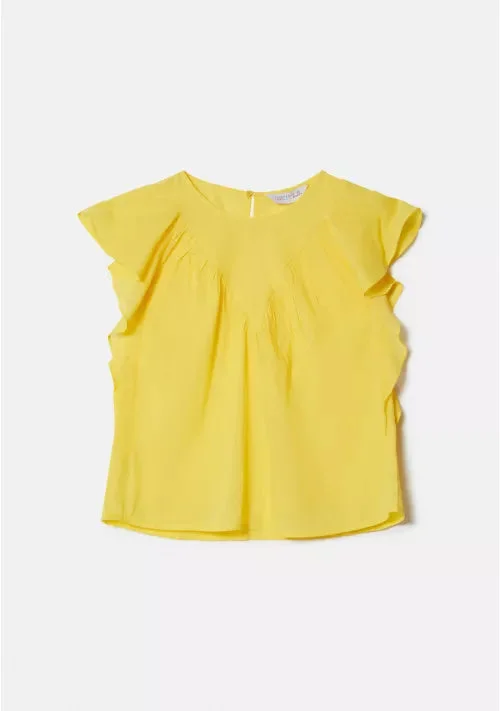 Compania Fantastica Yellow Cotton Top with Ruffles