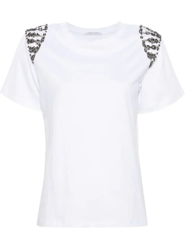 gem-embellished T-shirt in white