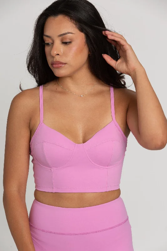 Light Magenta Bustier Sports Bra Top