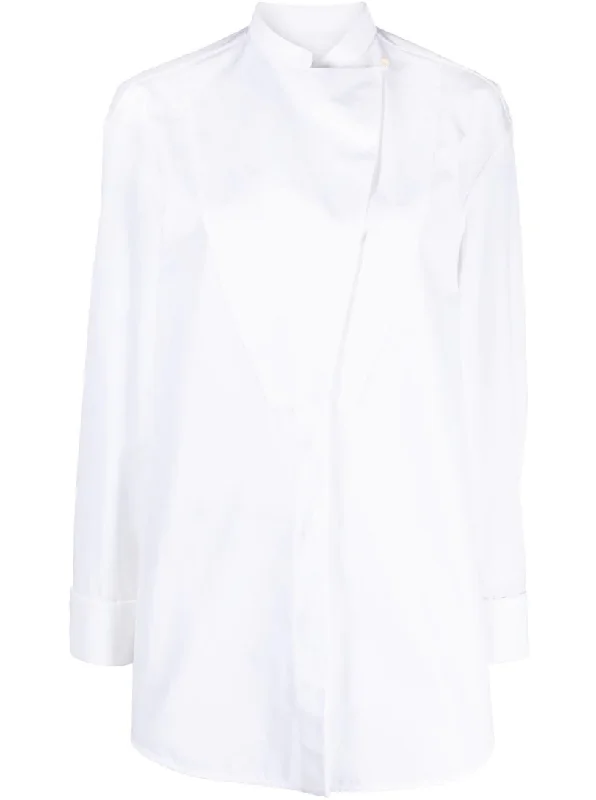 wrap-design cotton shirt in white