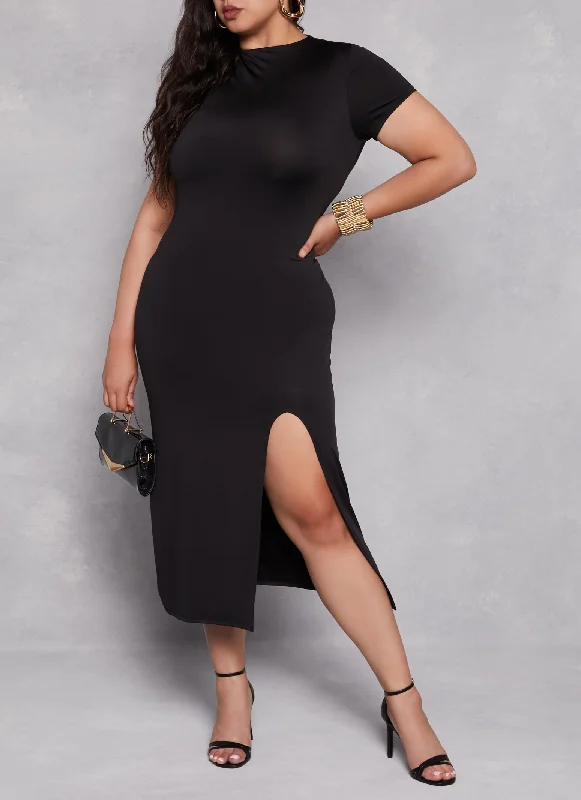 Plus Size High Neck T Shirt Dress