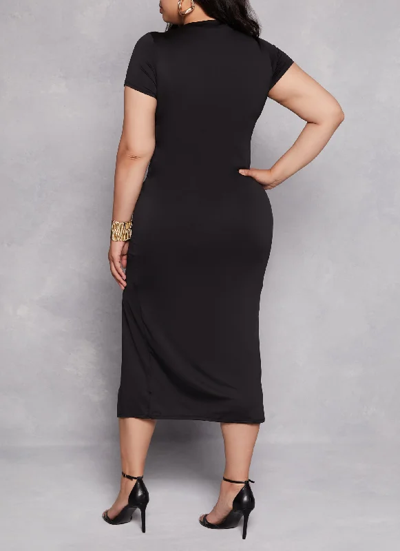 Plus Size High Neck T Shirt Dress