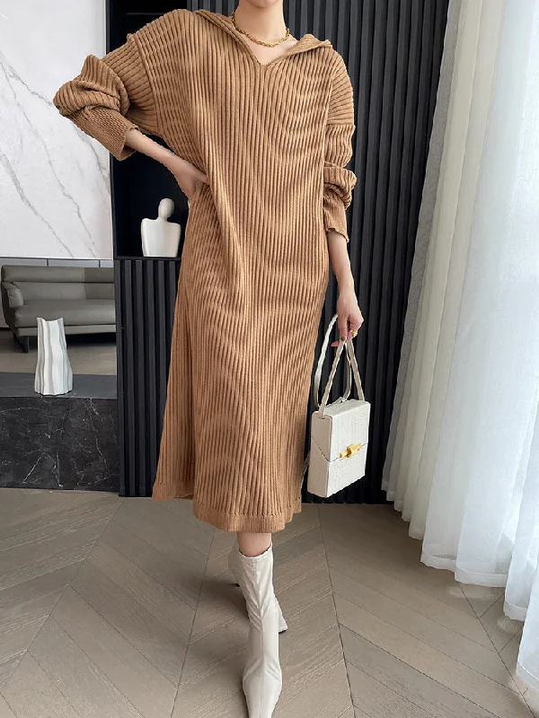 VibeMartini-Casual Hooded Knitted Long Dress