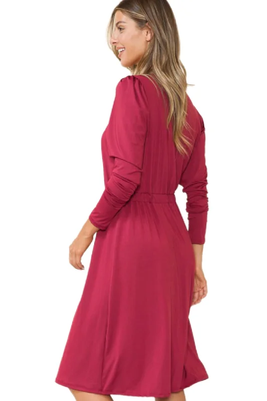 Button Down Midi Dress Style 4225 Wine