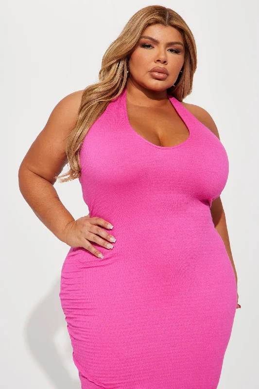 Founded Desires Textured Maxi Dress - Fuchsia