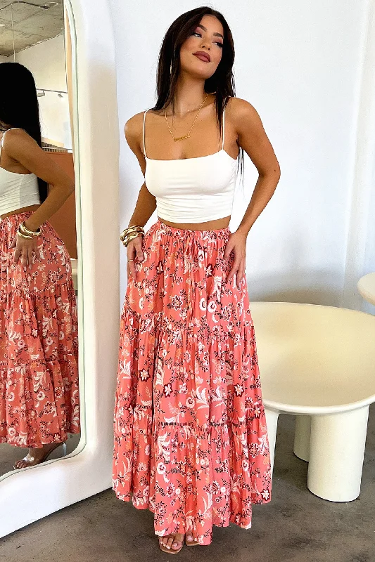 Kei Maxi Skirt - Pink Floral